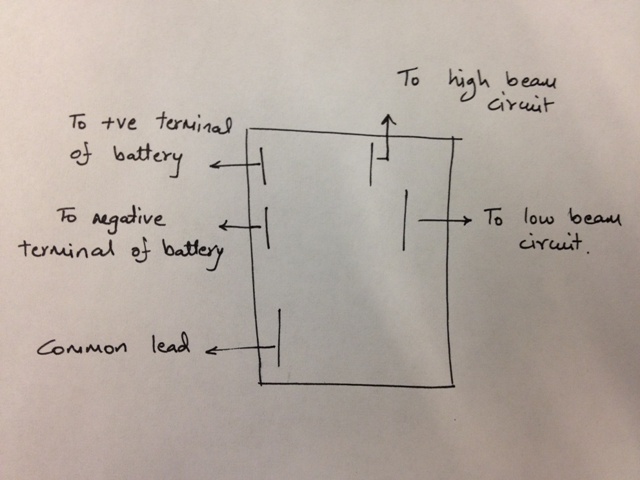Schematic of headlight switchin circuit
