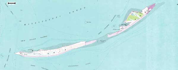 Ship Island, MS 1970 topo map