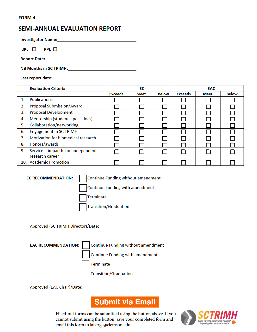 Semi-annual evaluation report form