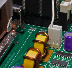 ferrite cores on a printed circuit board