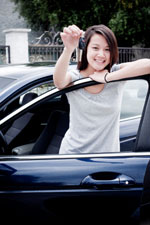 Girl with car key
