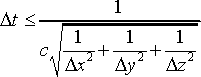 delta t less than or equal to 1 over c times diagonal length of mesh element