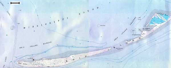 Ship Island, MS 1950 topo map